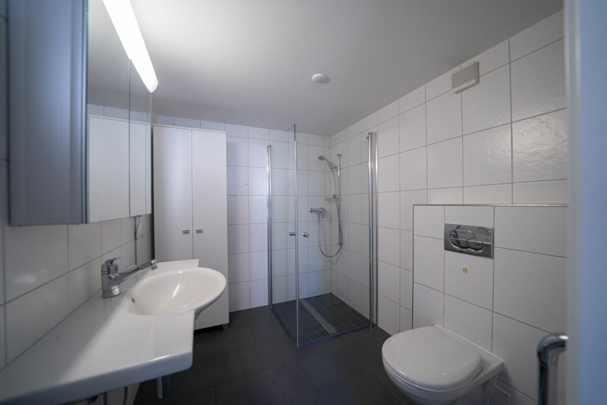 Modernes Badezimmer mit Dusche und WC