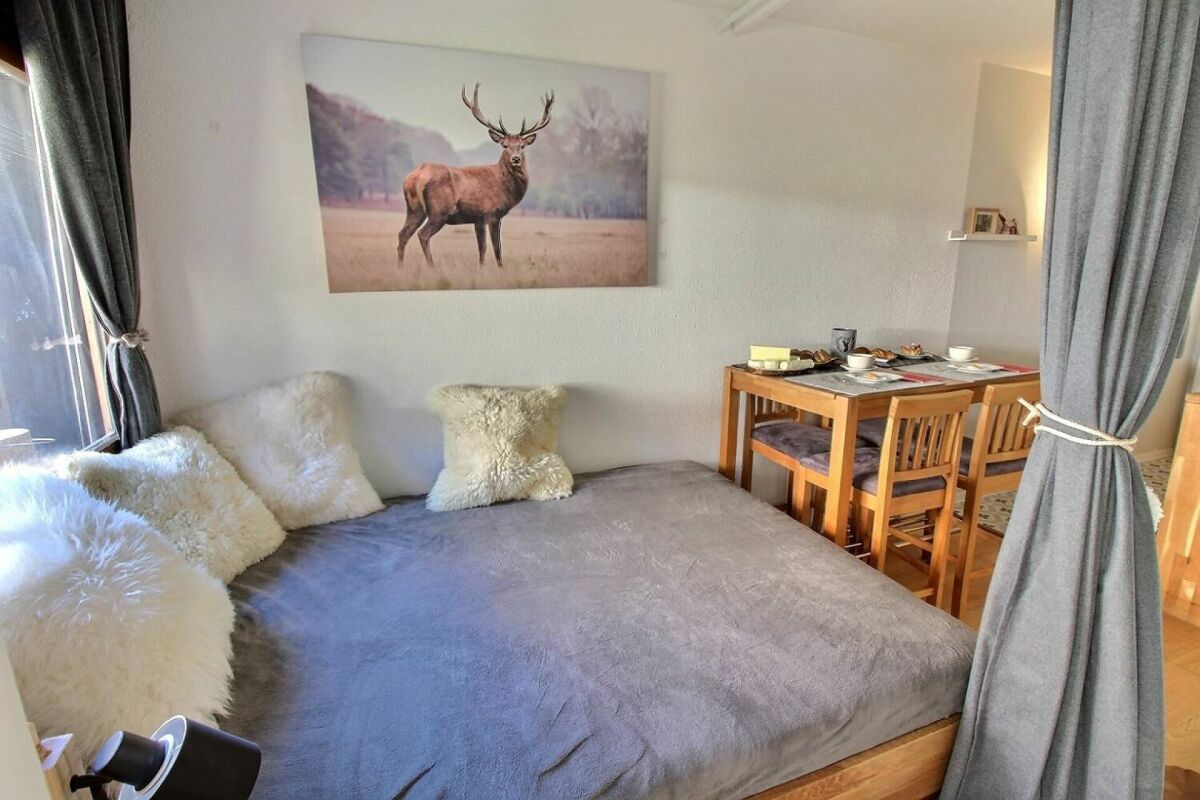 Gemütliches Wohn-Schlafzimmer mit Essbereich
