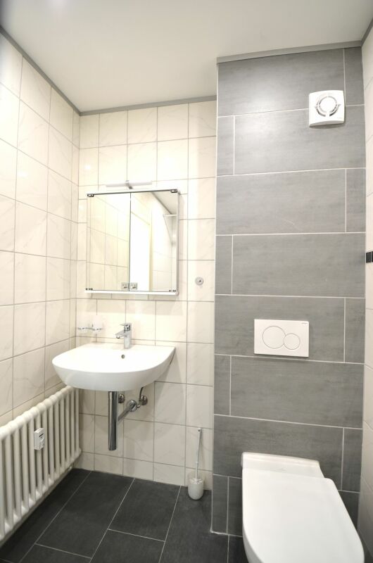 Kleines modernes Badezimmer mit WC und Waschbecken