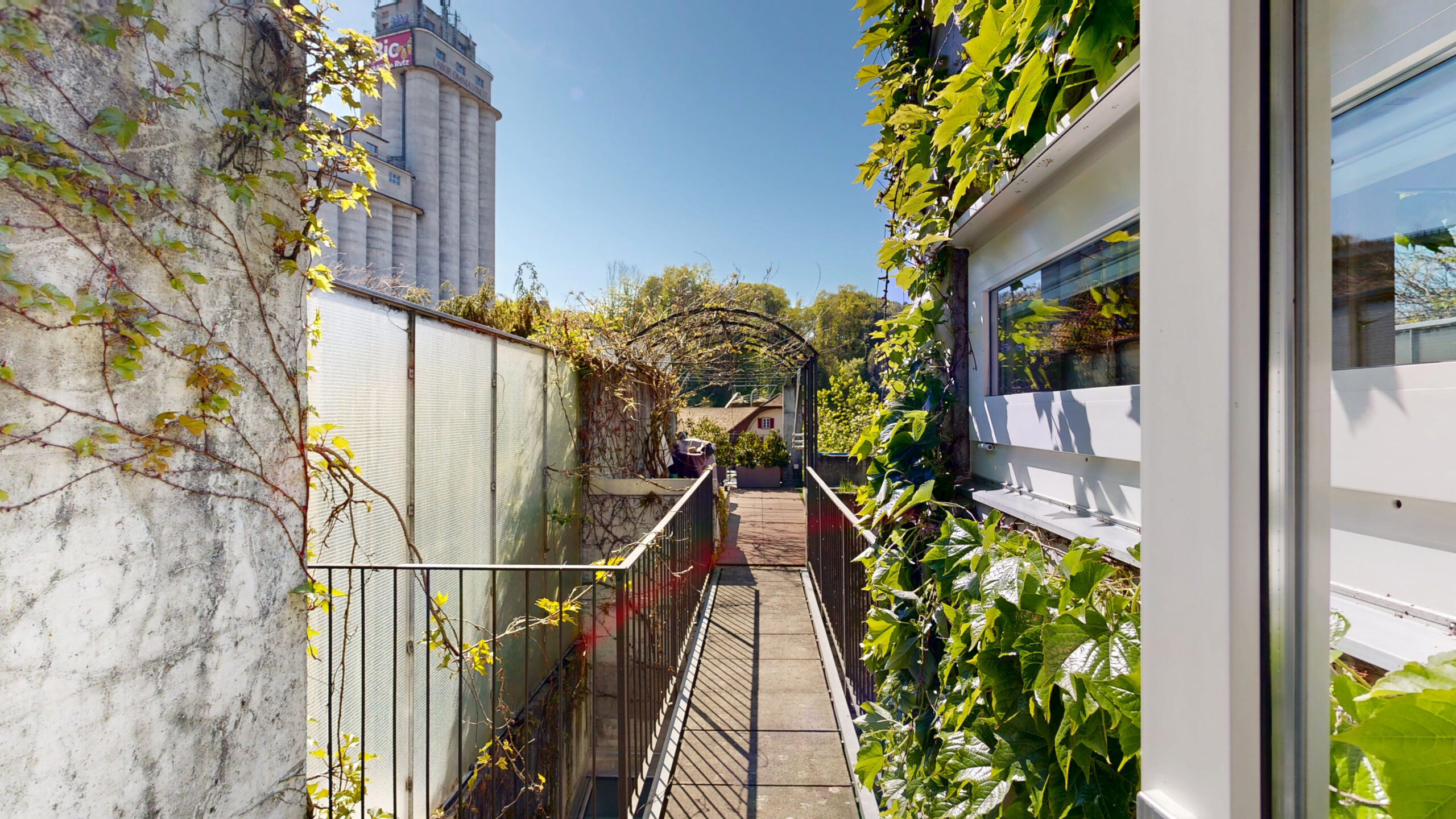 Begrünter Balkon- bzw. Terrassenbereich mit Blick ins Grüne