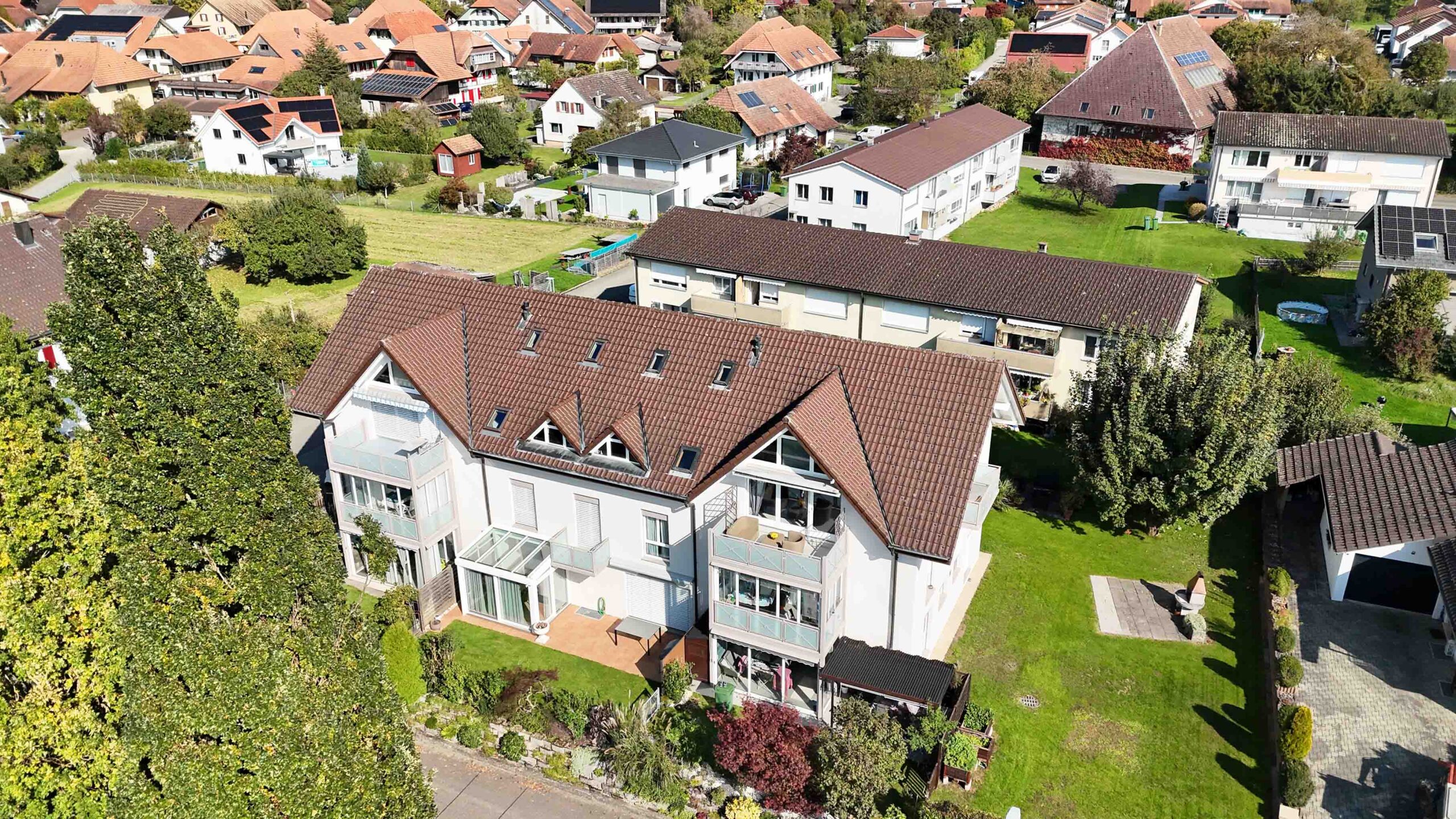 Luftaufnahme eines Wohnquartiers