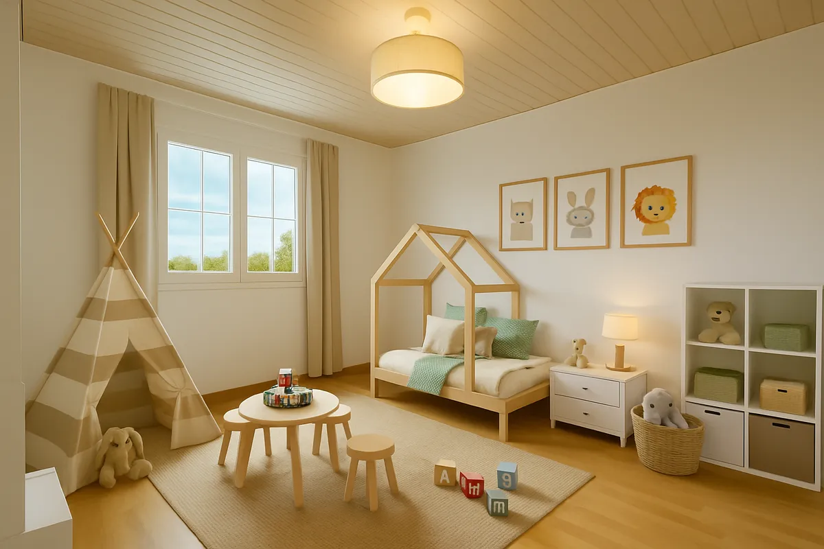 Kinderzimmer im skandinavisch-natürlichen Stil