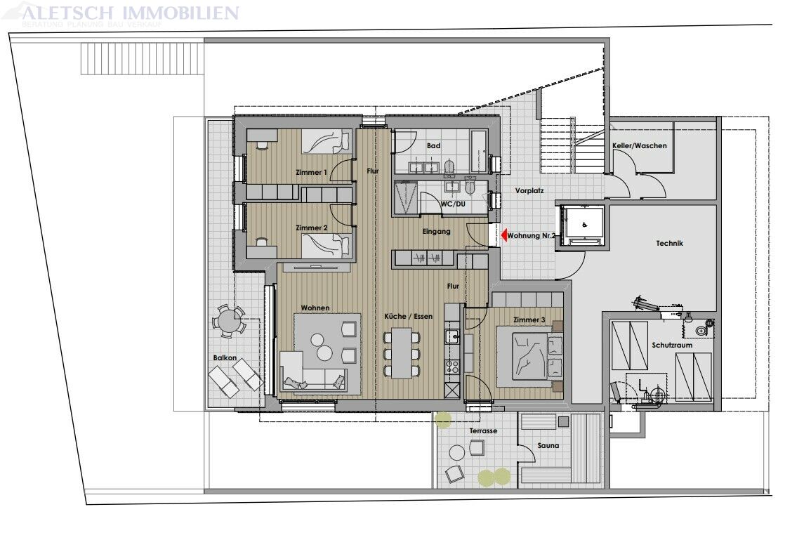 Zu verkaufen, 4.5 Zimmer Neubauwohnung 1. OG in Staldenried – Staldenried