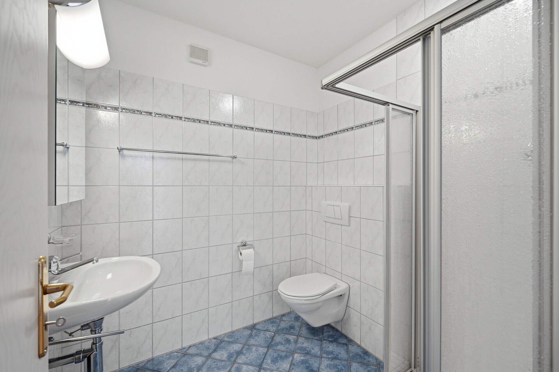 Kleines helles Gäste-WC mit Dusche