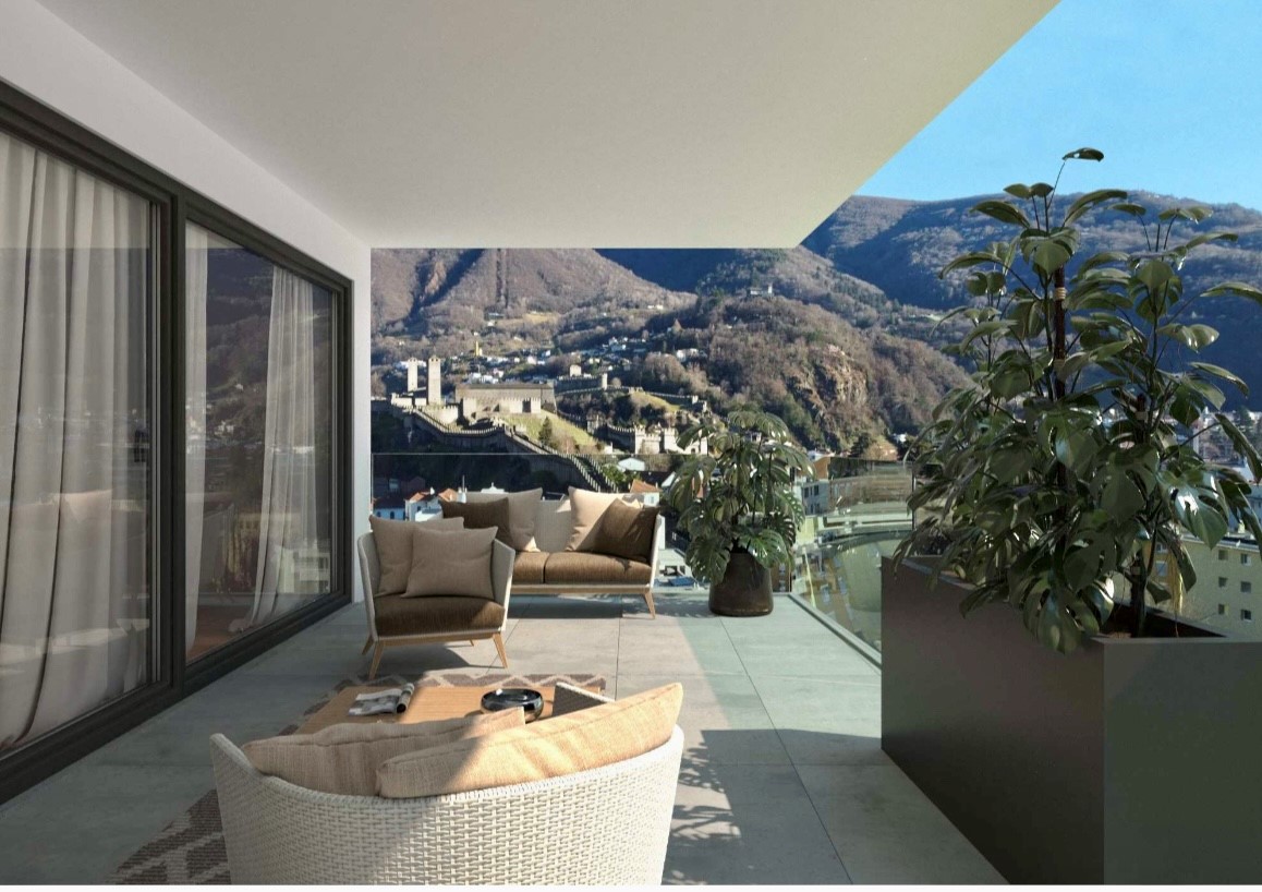 Großzügige Terrasse mit Bergblick