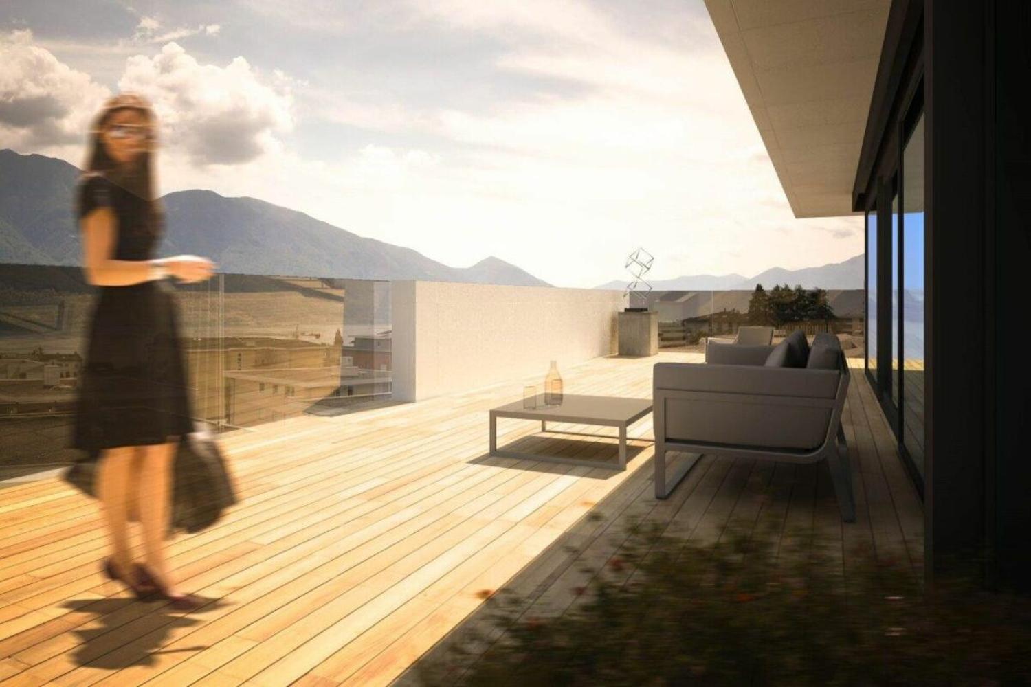 Moderne Dachterrasse mit Bergblick