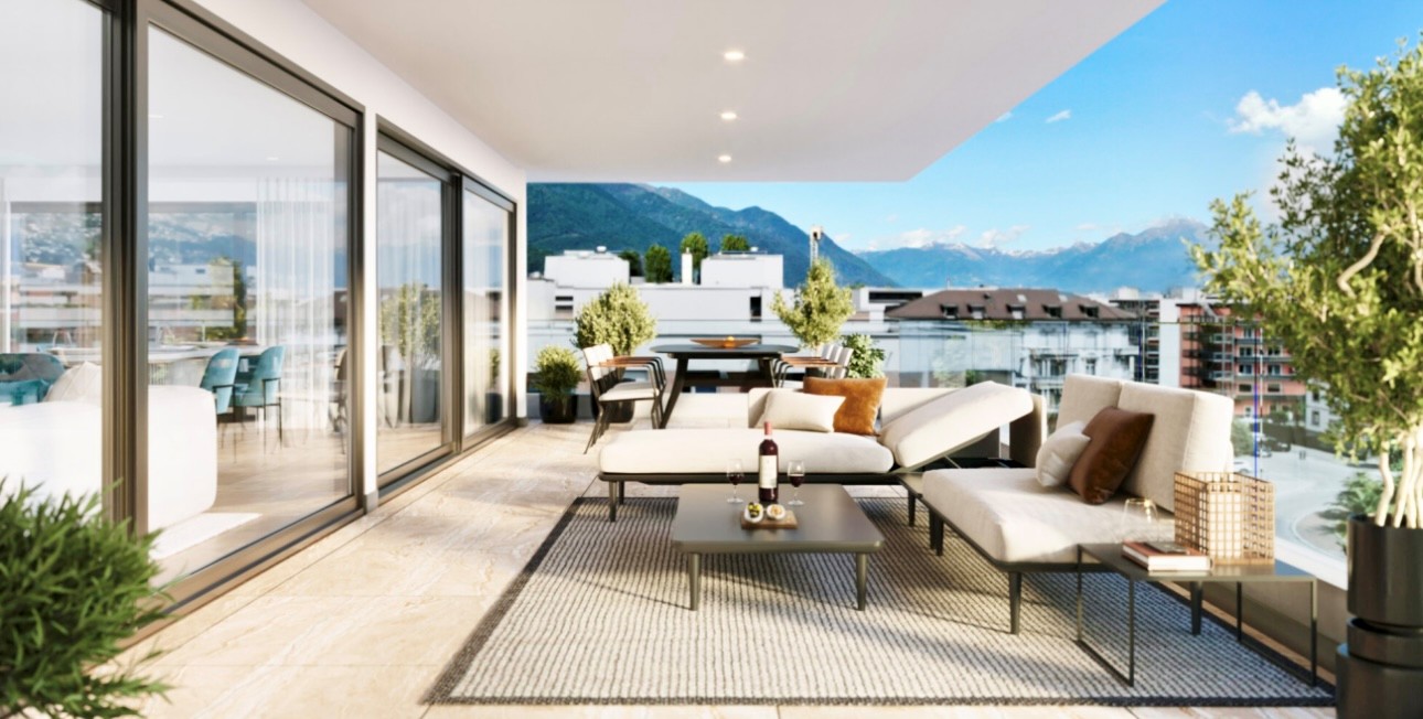Luxuriöse Dachterrasse mit Bergblick