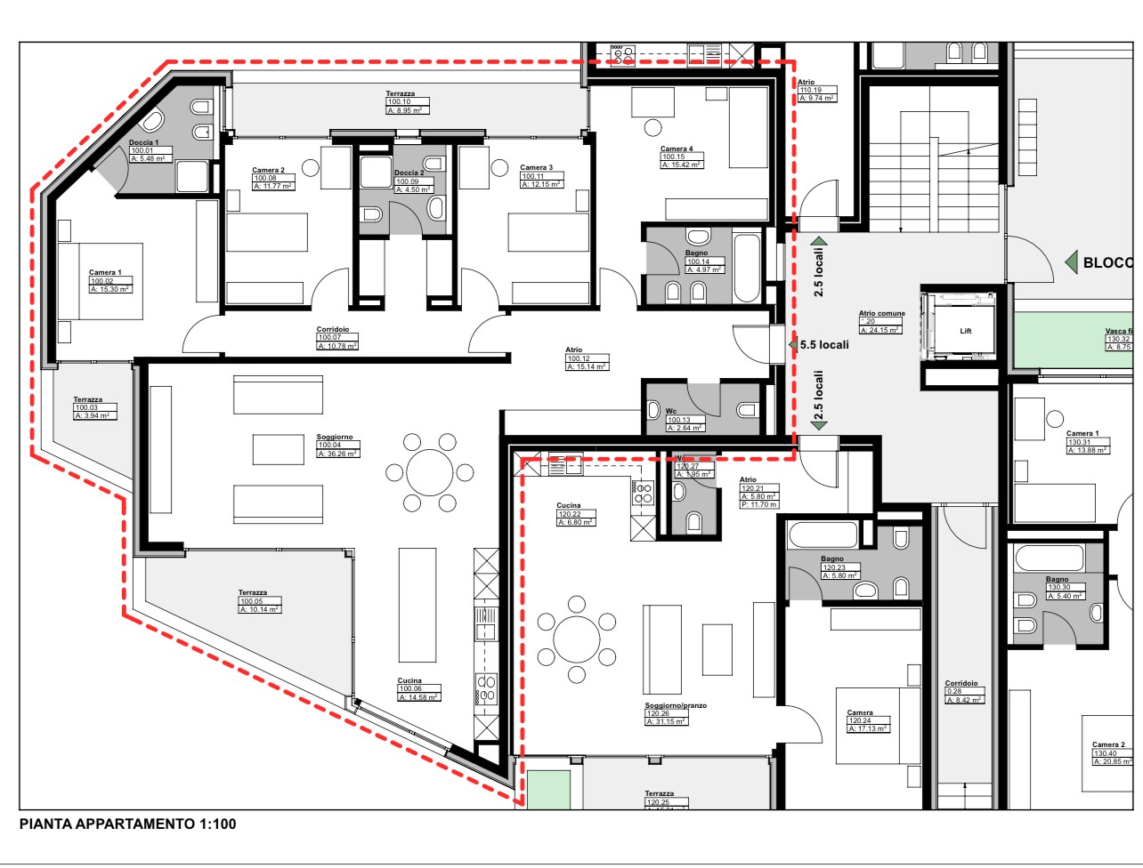 Grundriss einer Apartment-Wohnung