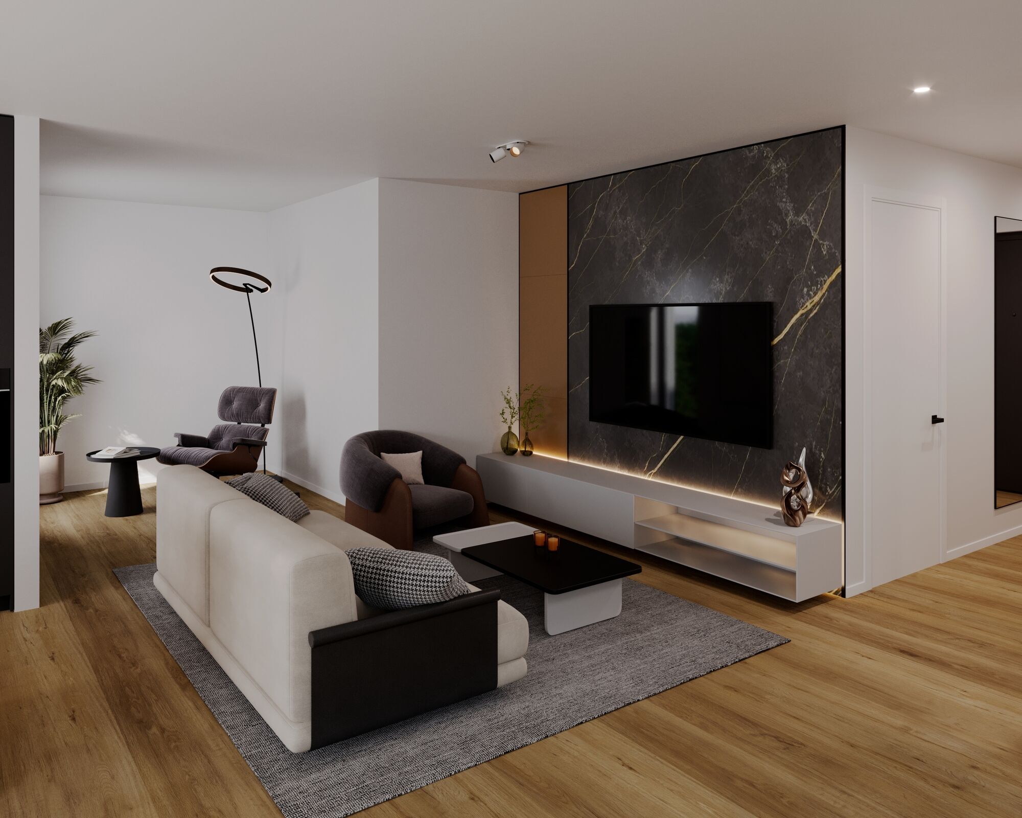 Modernes, hochwertig gestaltetes Wohnzimmer