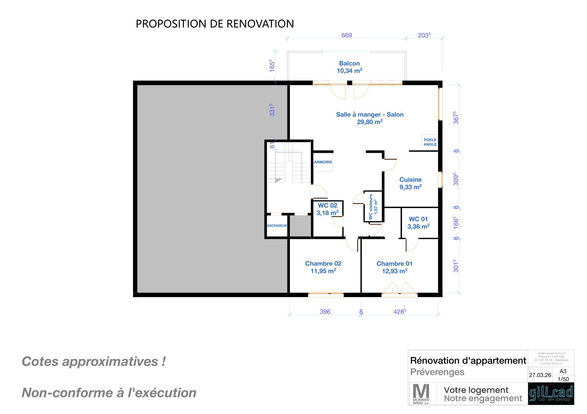 Grundriss einer renovierungsbezogenen Wohnung
