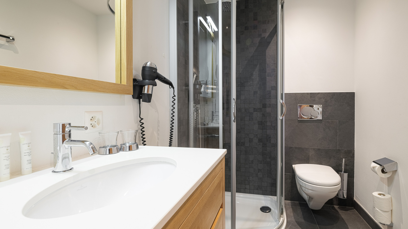Modernes Bad mit Dusche und WC