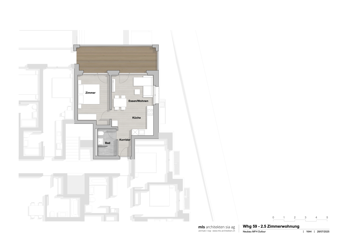 Wohnungsgrundriss mit Dachterrasse