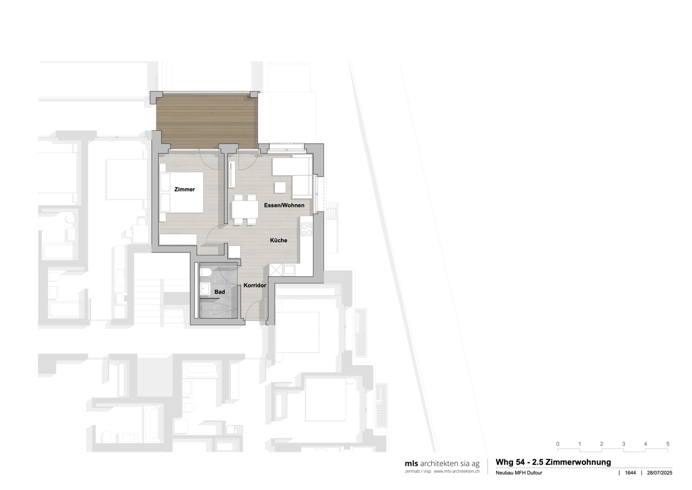 Wohnungsgrundriss mit 2,5 Zimmern