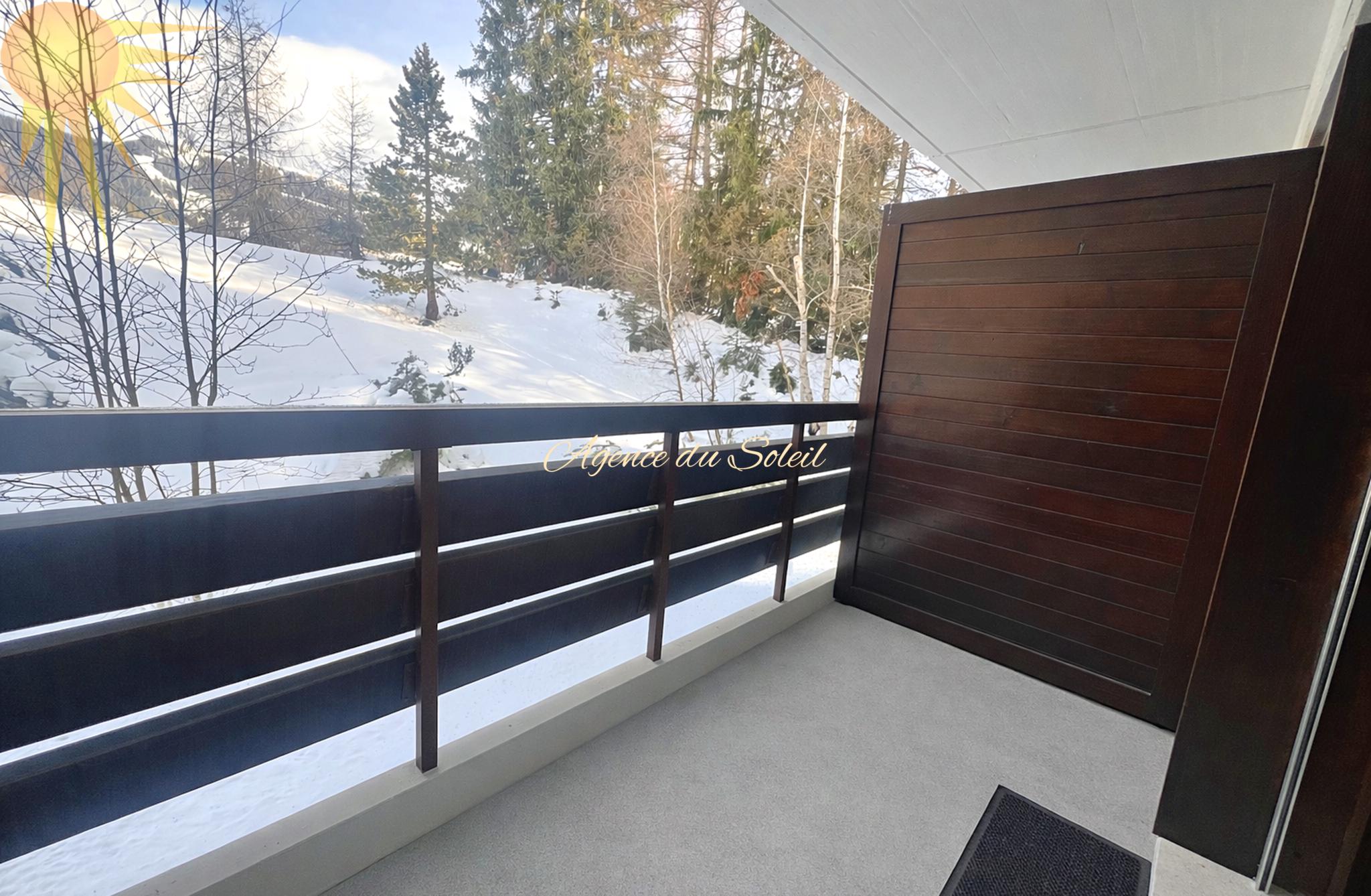 Balkon mit Winterblick