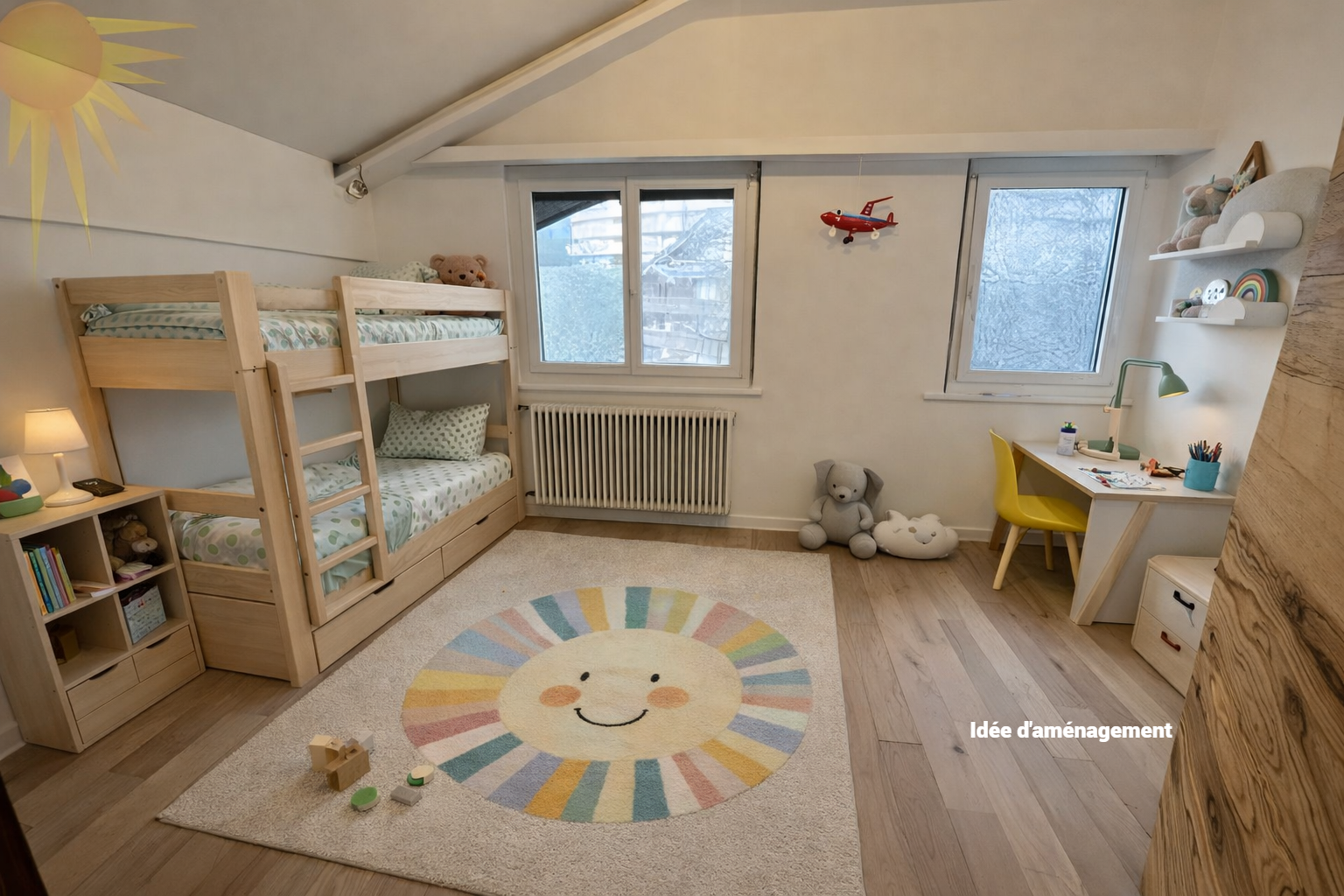 Helles Kinderzimmer unterm Dach