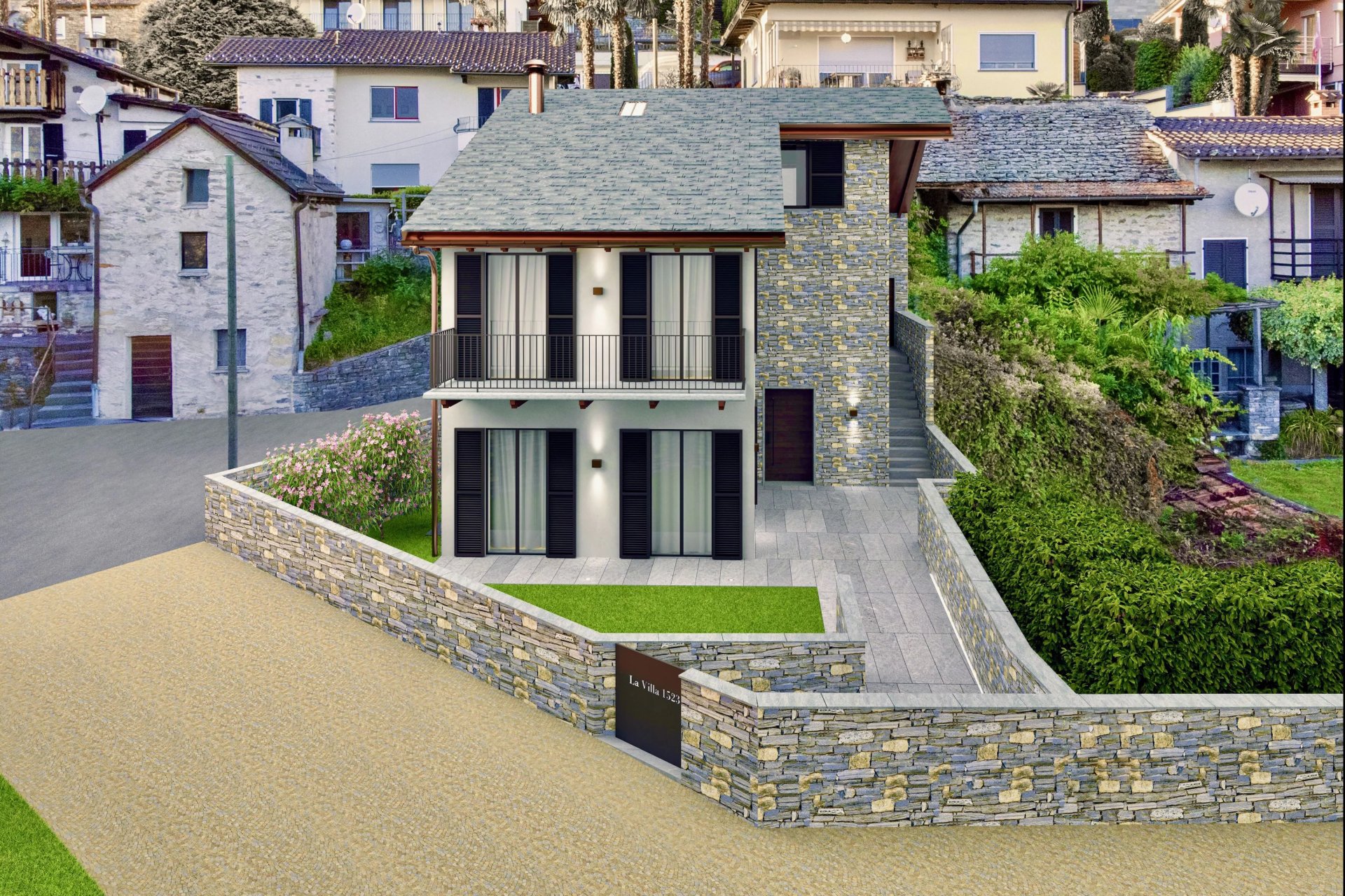 Außenansicht einer mediterranen Villa