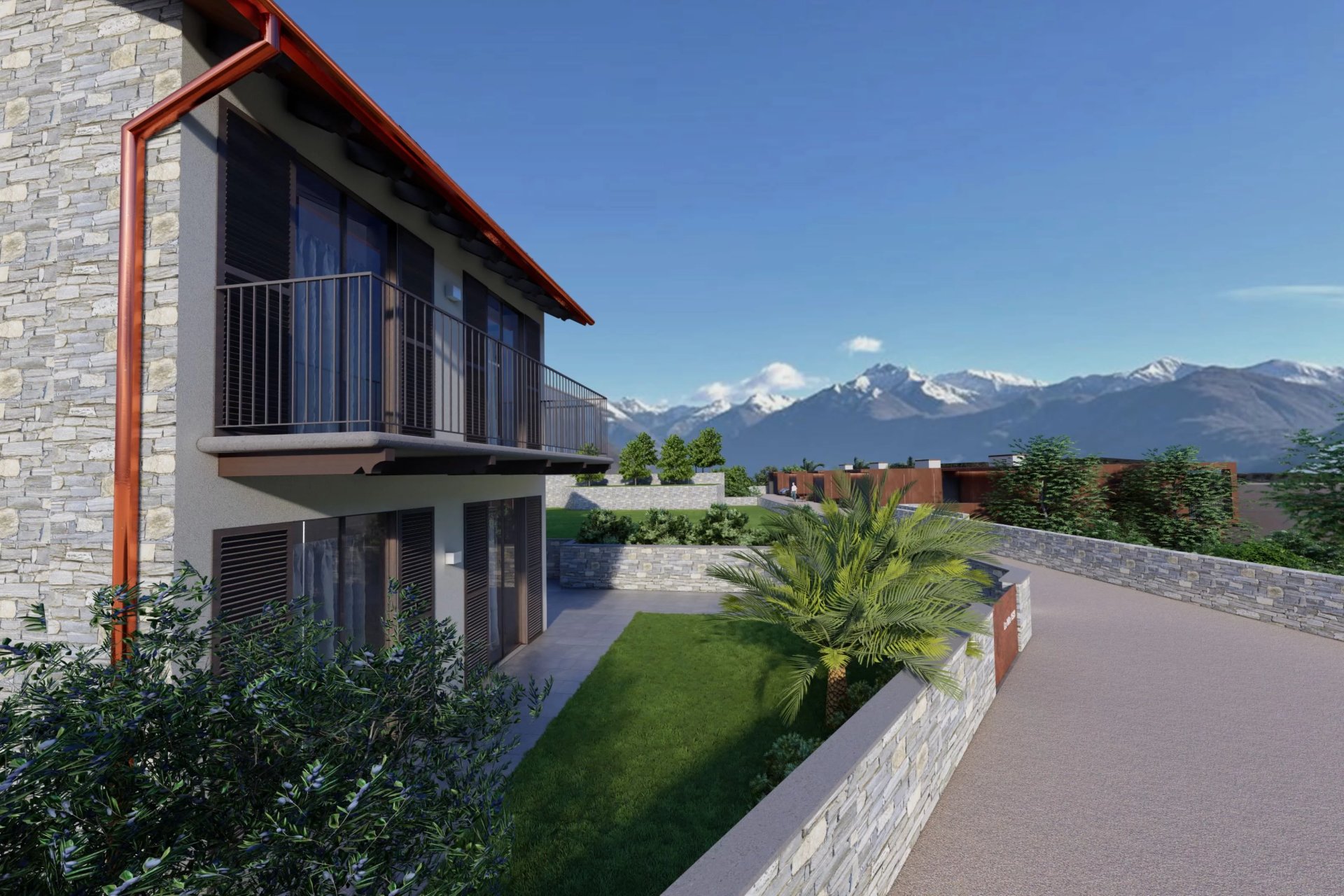 Modernes Haus mit Bergblick