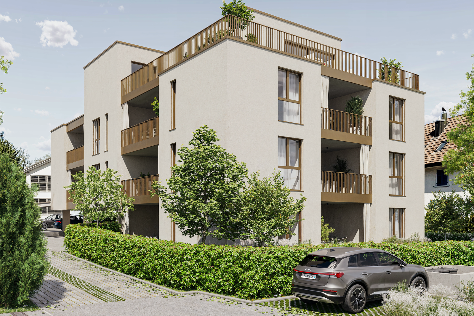 Moderne Wohnanlage mit Balkonen