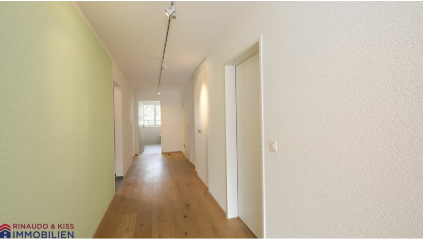 Heller Flur mit Holzfußboden