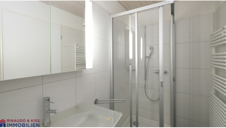Modernes Badezimmer mit Dusche und Waschtisch