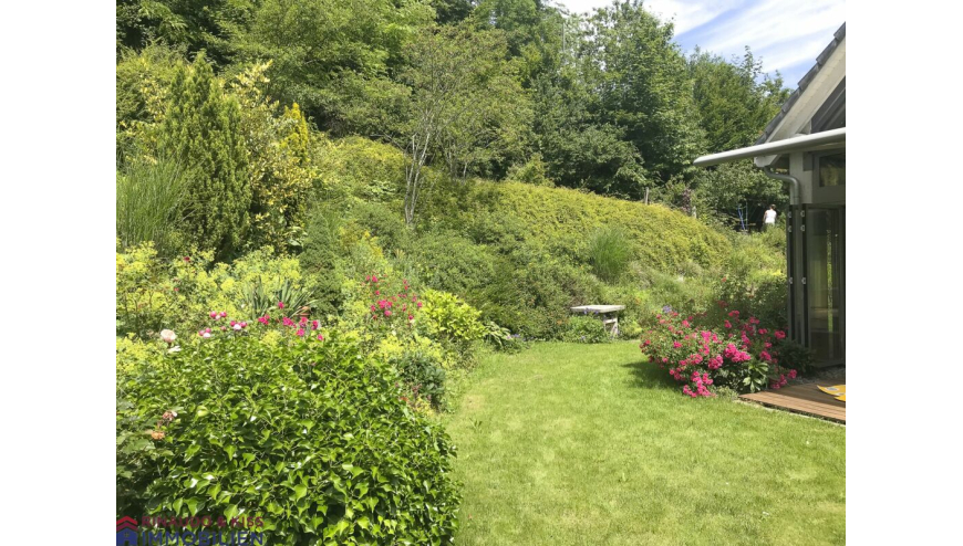 Garten mit Hanglage und Hauskante