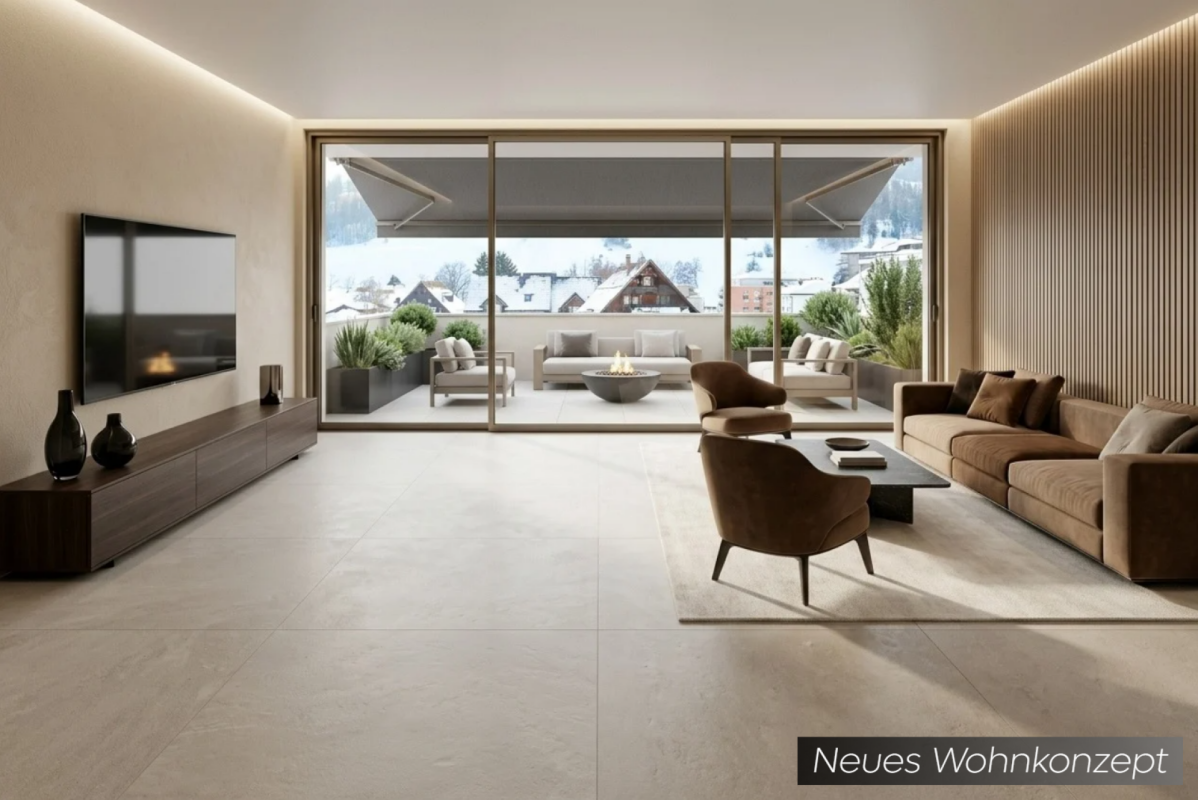 Modernes Wohnzimmer mit Terrasse