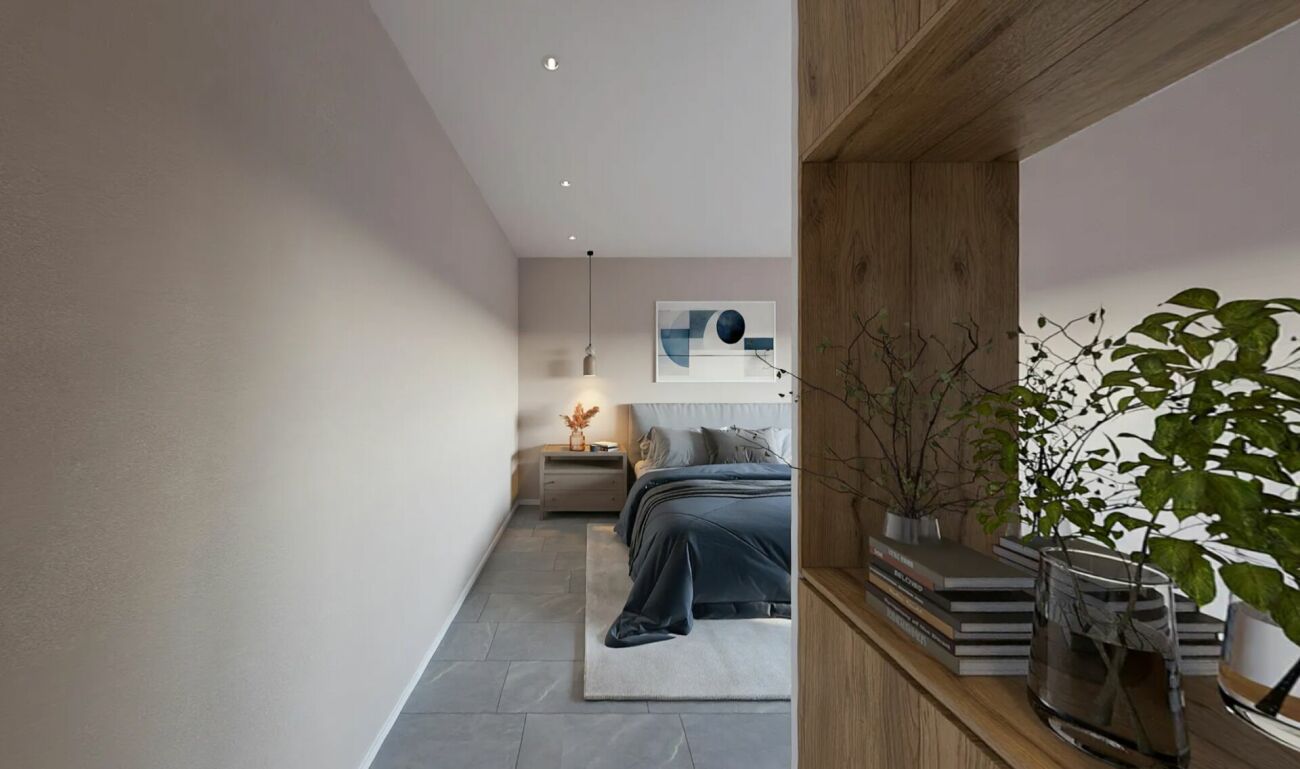 Schlafzimmer in modernem, ruhigem Design
