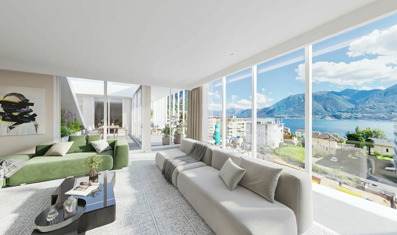 Helles Wohnzimmer mit Panoramablick