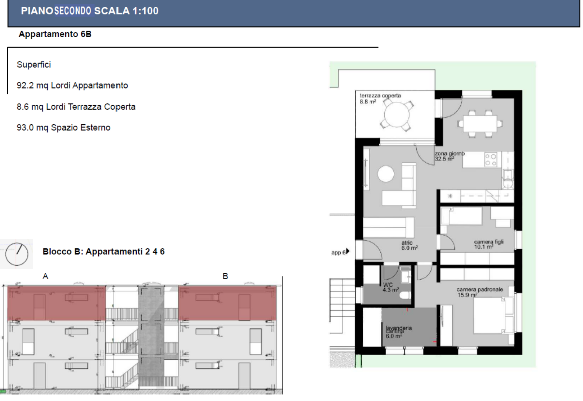 Grundriss einer Wohnung mit Flächenangaben