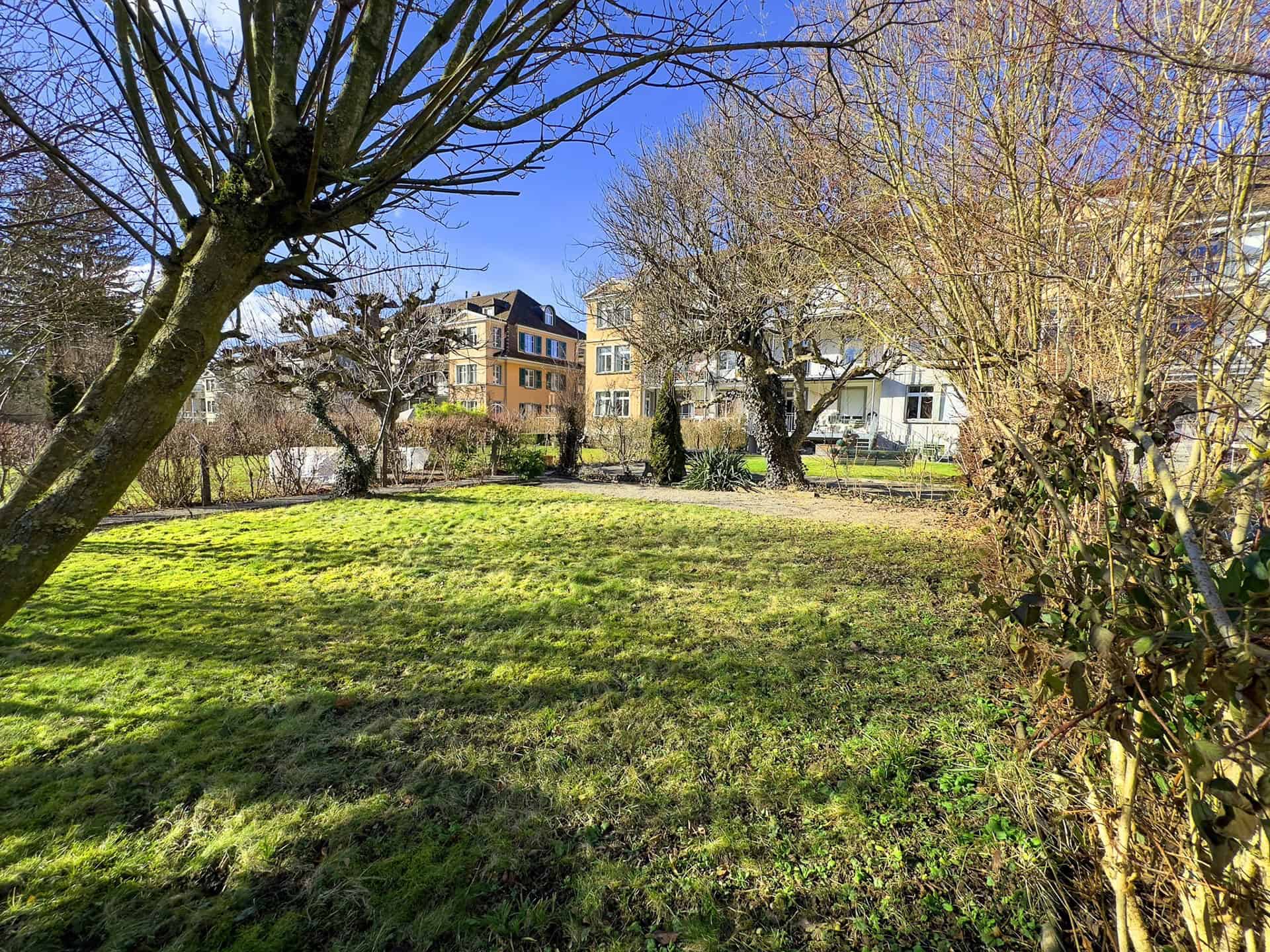 Gartenansicht mit Wohnhäusern