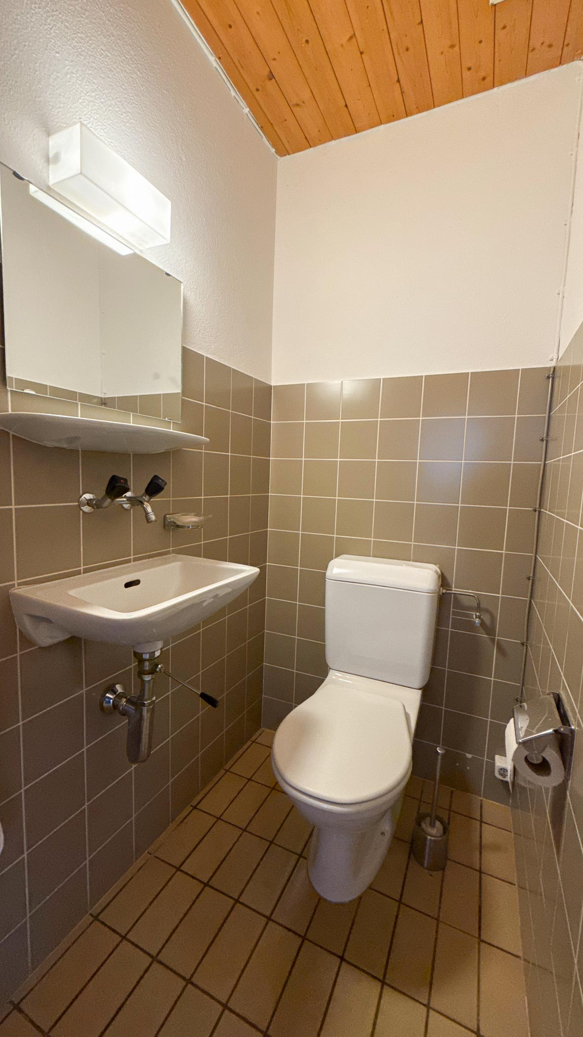 Gäste-WC mit Wand-WC und Waschbecken