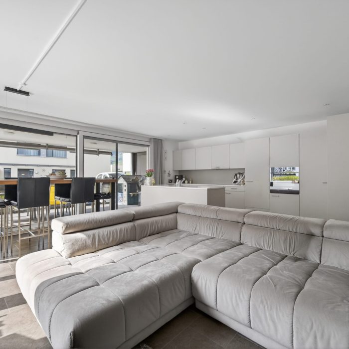 Offener Wohnbereich mit Küche und Terrasse