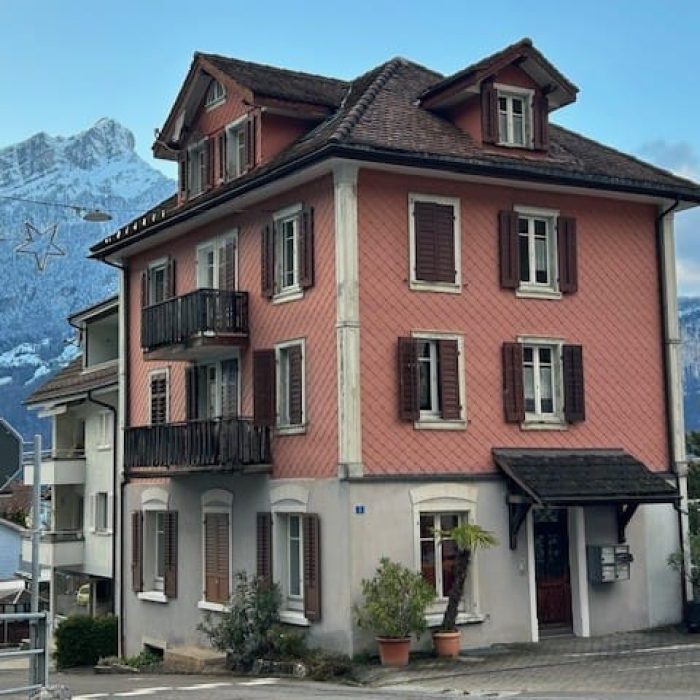 Historisches Mehrfamilienhaus mit Bergkulisse