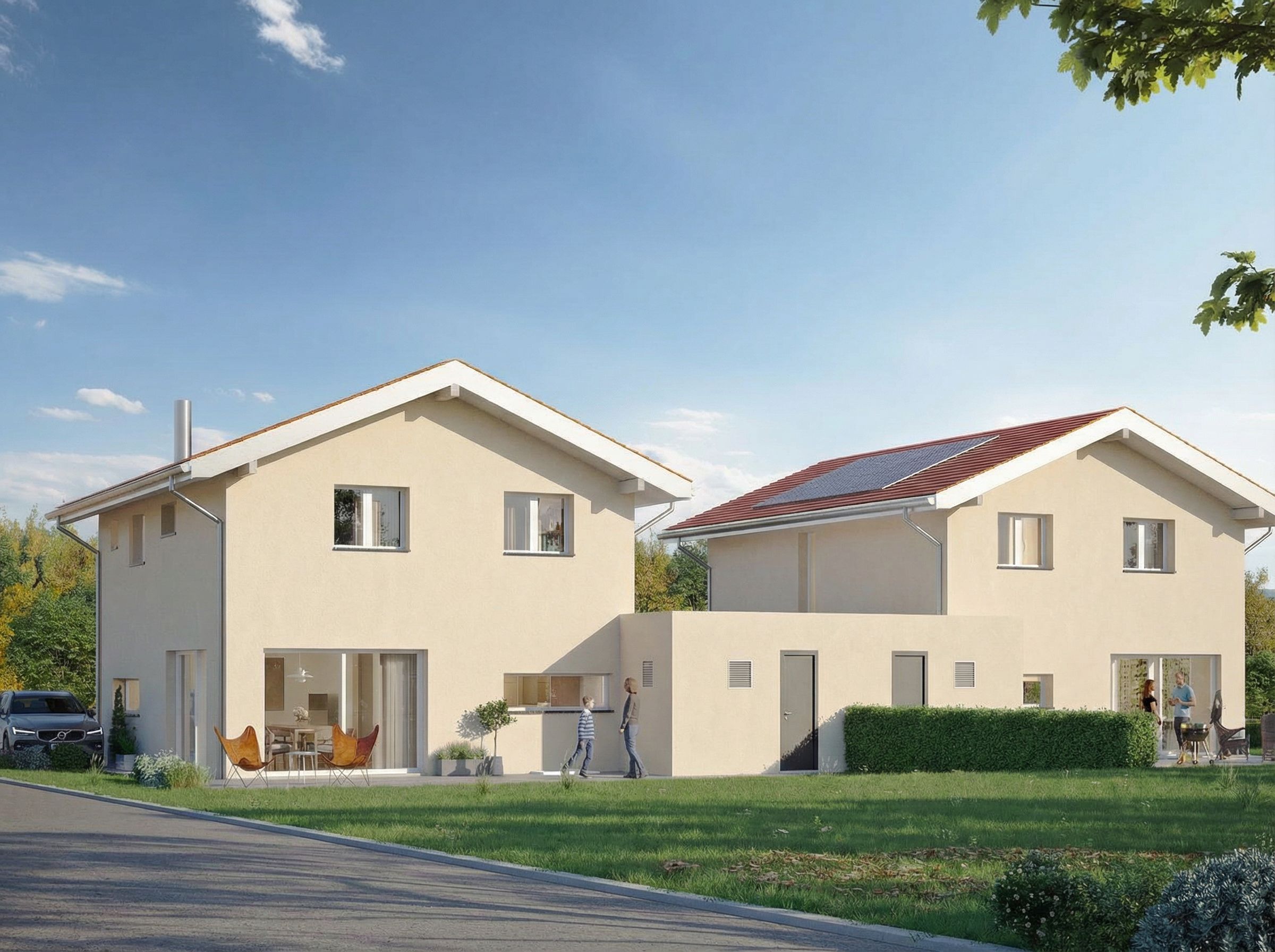 Modernes Doppelhaus im Neubau-Stil