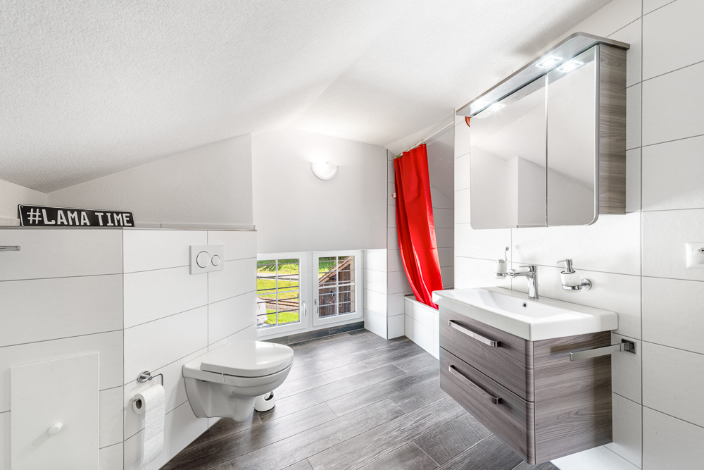 Modernes Badezimmer mit WC und Waschtisch