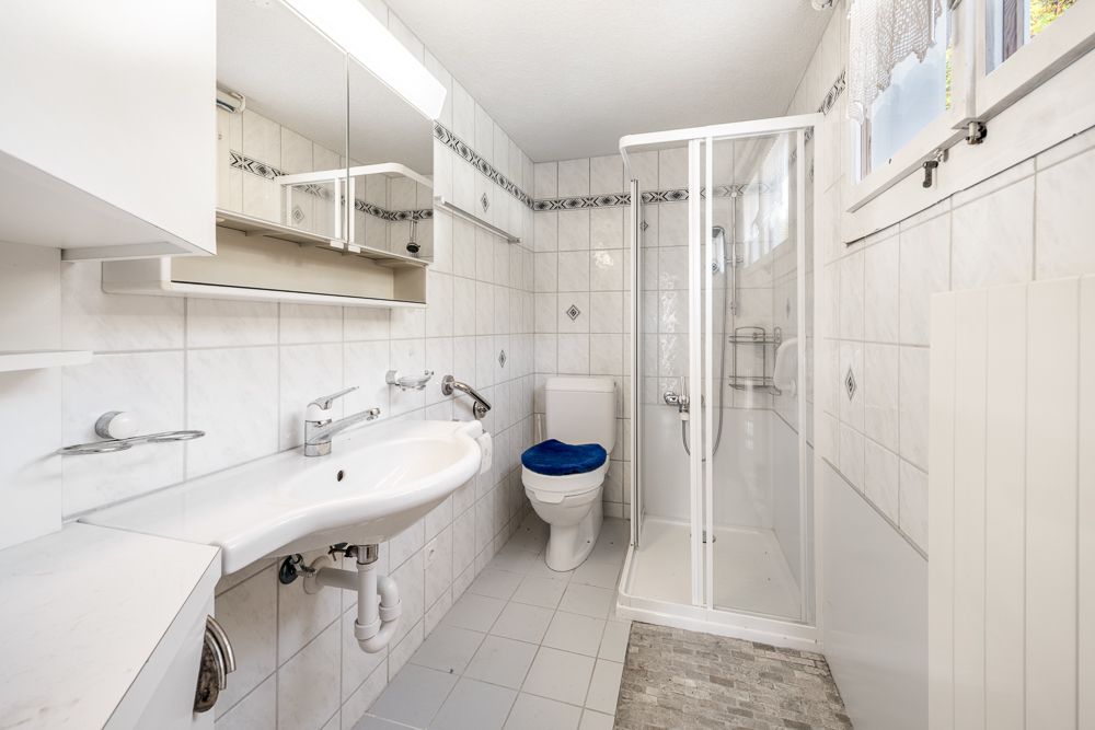 Kleines Badezimmer mit Dusche und WC