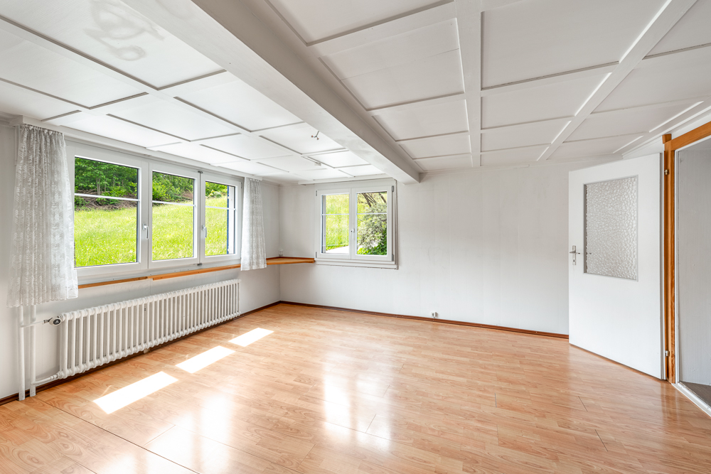 Heller leerer Wohnraum mit Fenstern