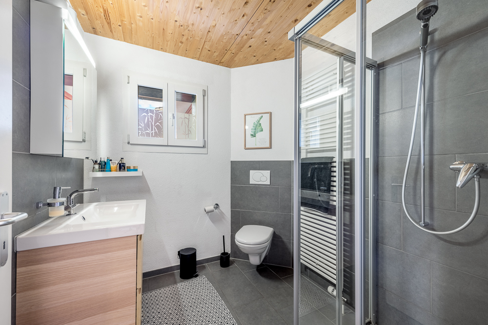 Modernes Badezimmer mit Dusche und WC