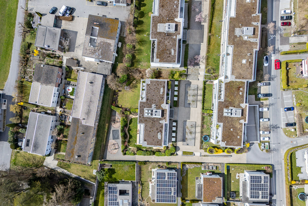 Luftaufnahme eines Wohnquartiers
