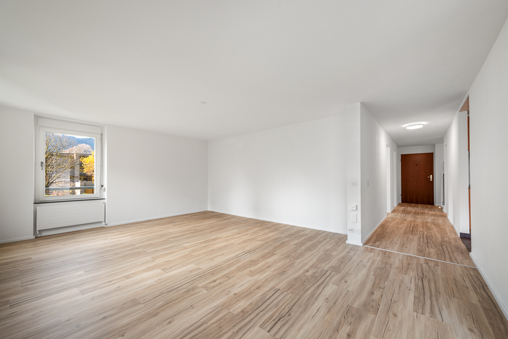 Heller Wohnraum mit Flur und Fenster
