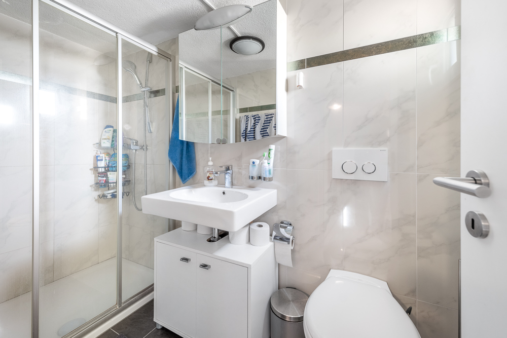 Modernes Badezimmer mit Dusche und WC