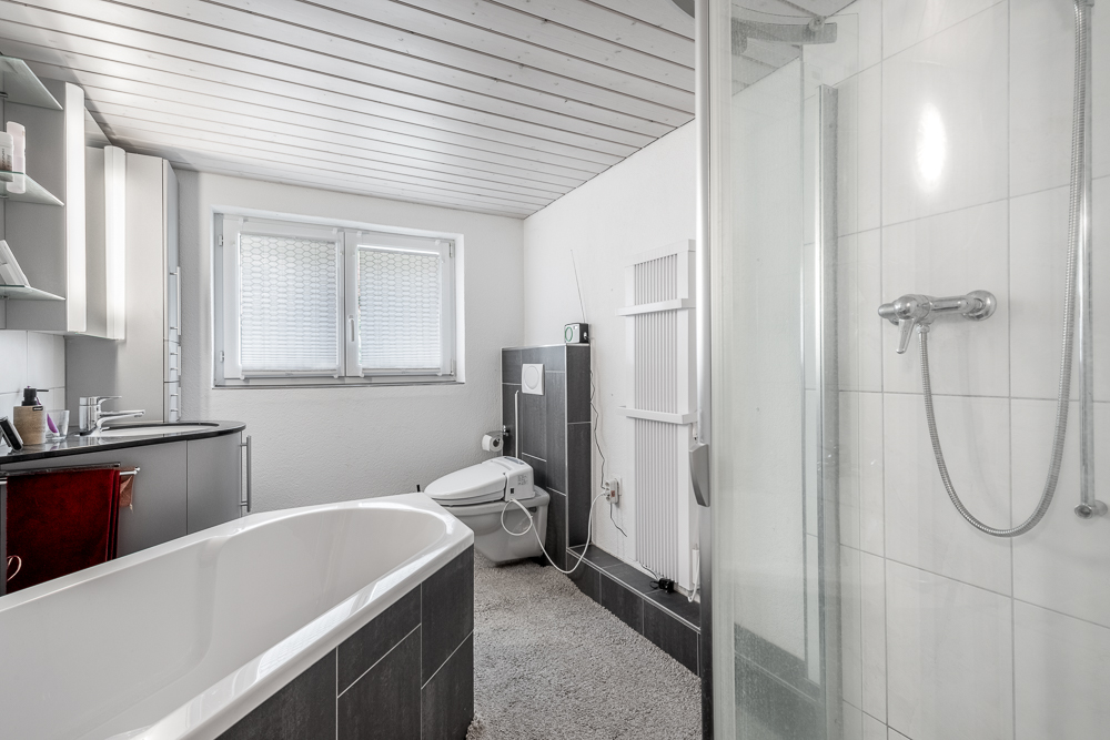 Modernes Badezimmer mit Badewanne und Dusche