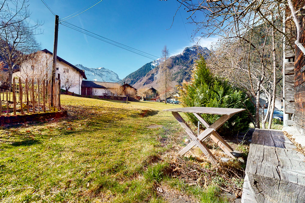 Alpenblick auf Garten und Wohnhaus