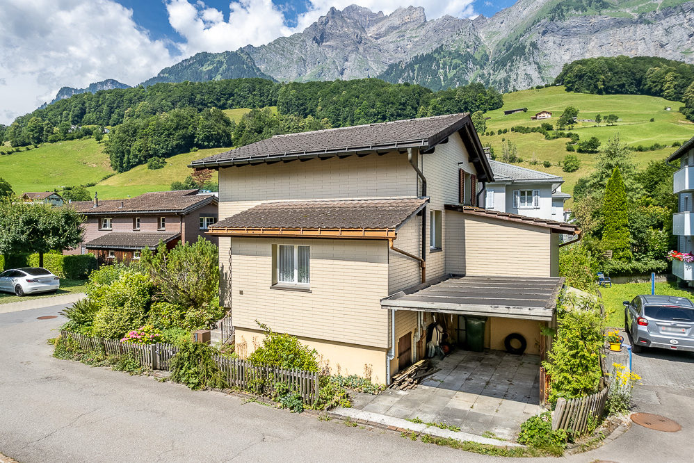 Alpenhaus mit Bergblick