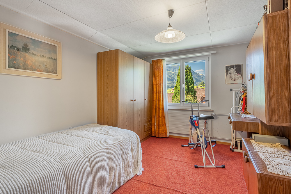 Schlafzimmer mit Bergblick
