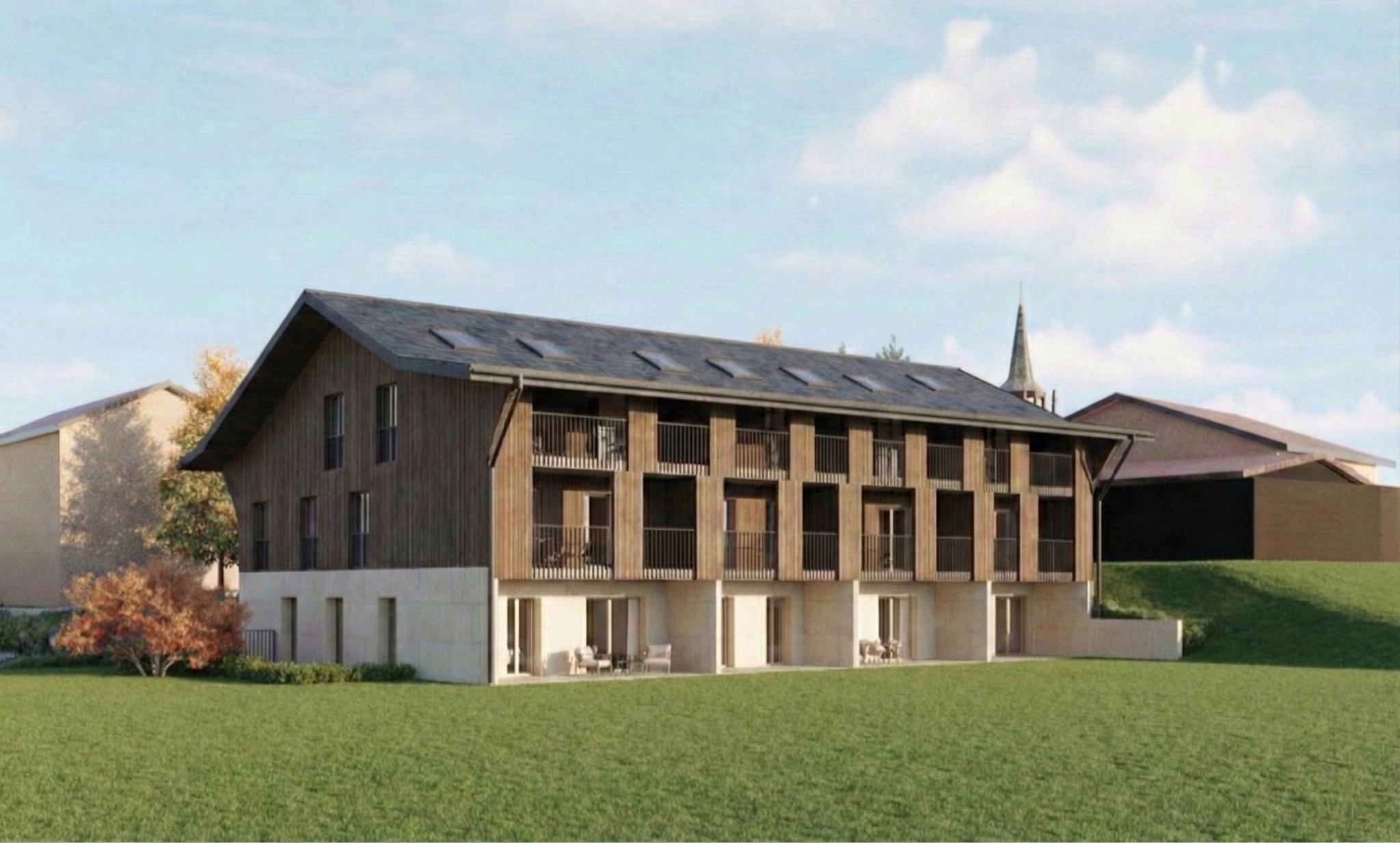 Modernes Holzhaus mit Satteldach