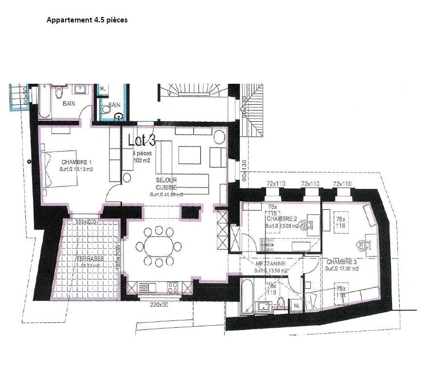Wohnungsgrundriss 4,5 Zimmer