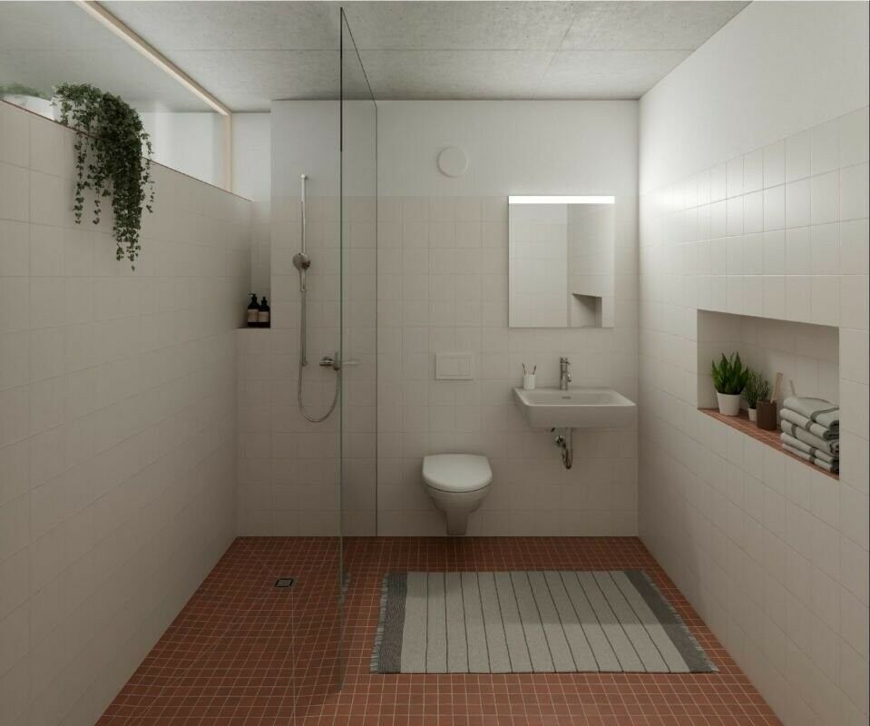 Modernes Badezimmer mit begehbarer Dusche