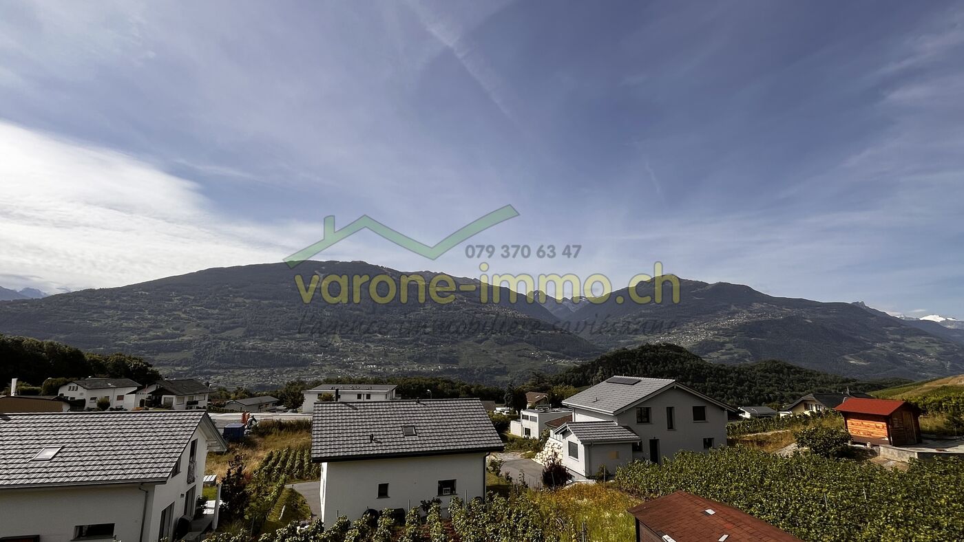 Bergpanorama über Wohnhäusern