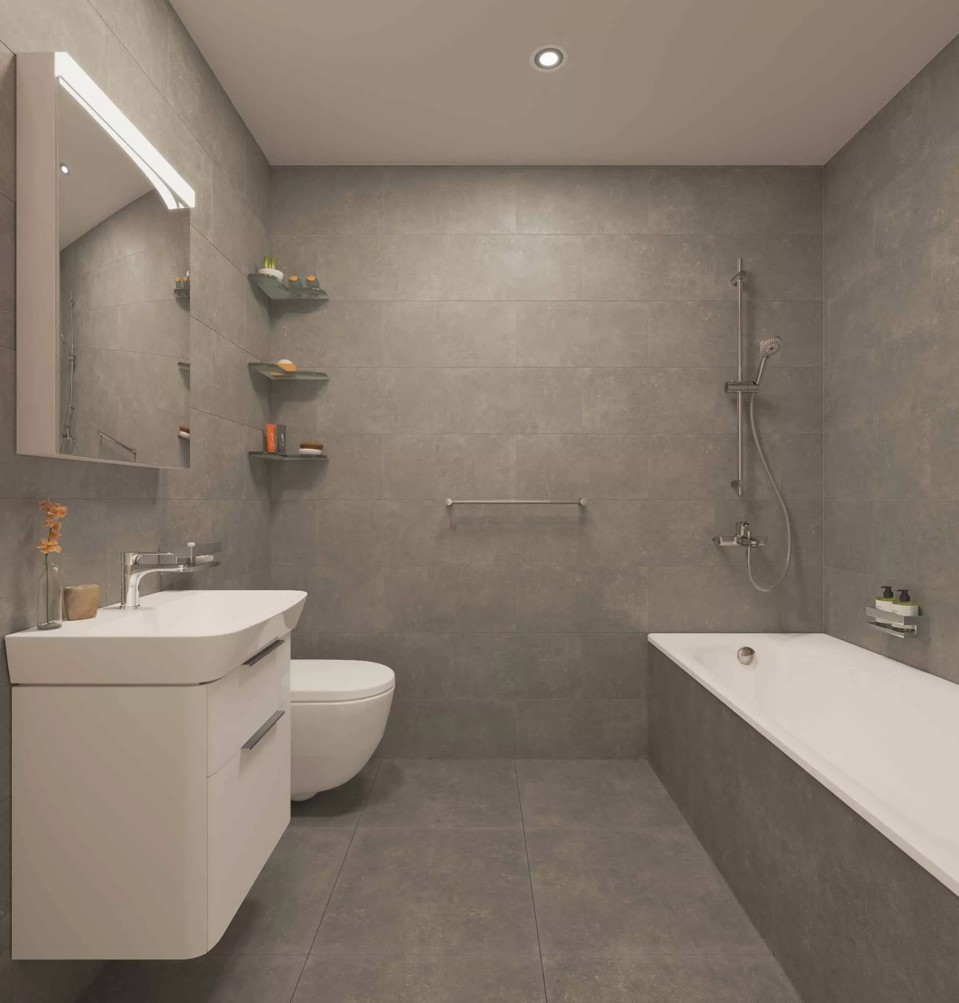 Modernes Badezimmer mit Badewanne und Dusche